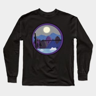 Night Mountain Scene Long Sleeve T-Shirt